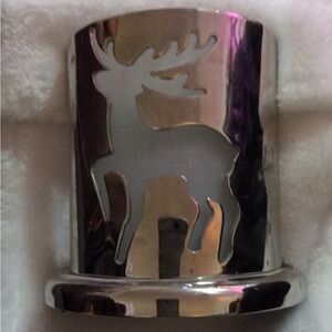 Silver Deer Silhouette Candle Holder